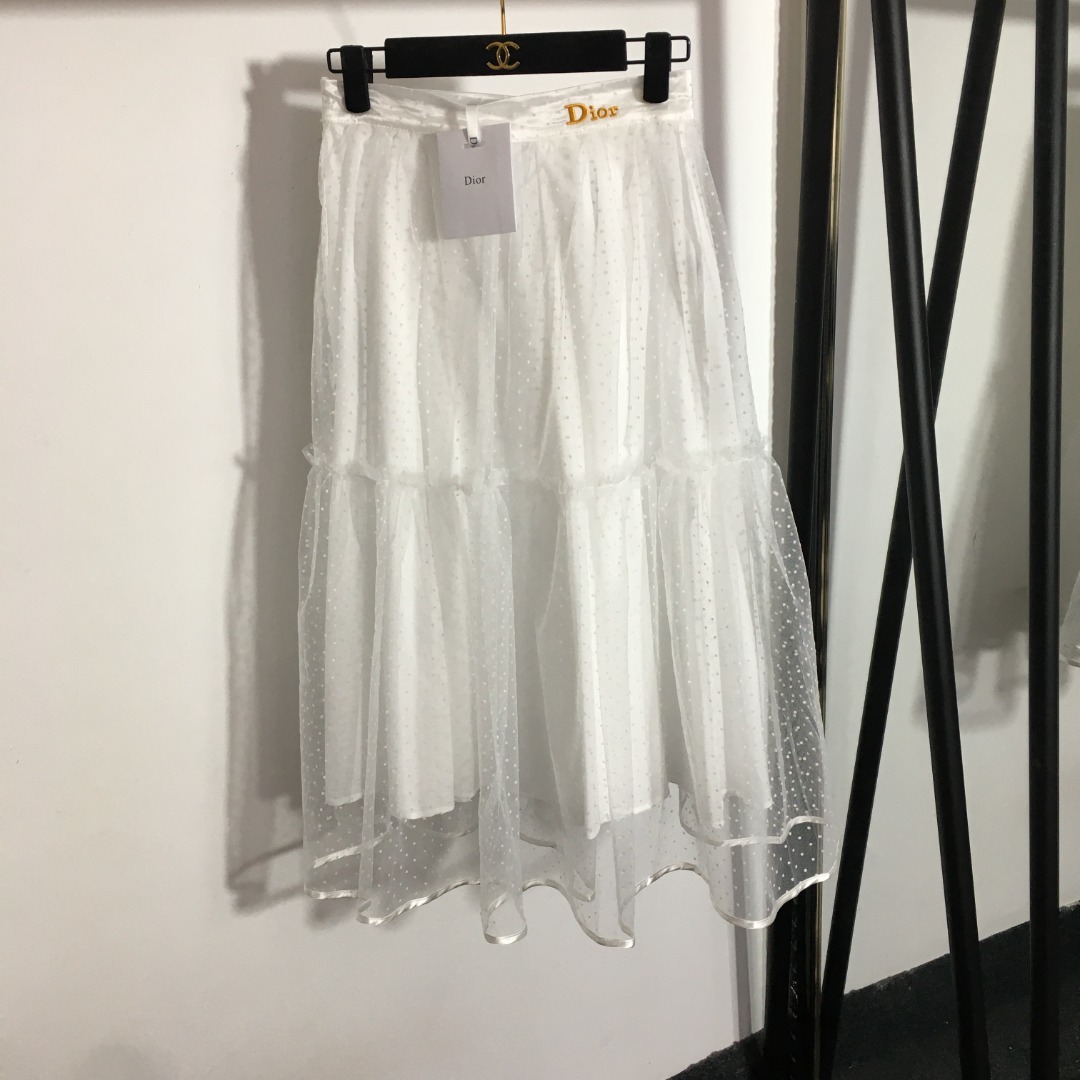 D style polka dot mesh skirt-Luxeon