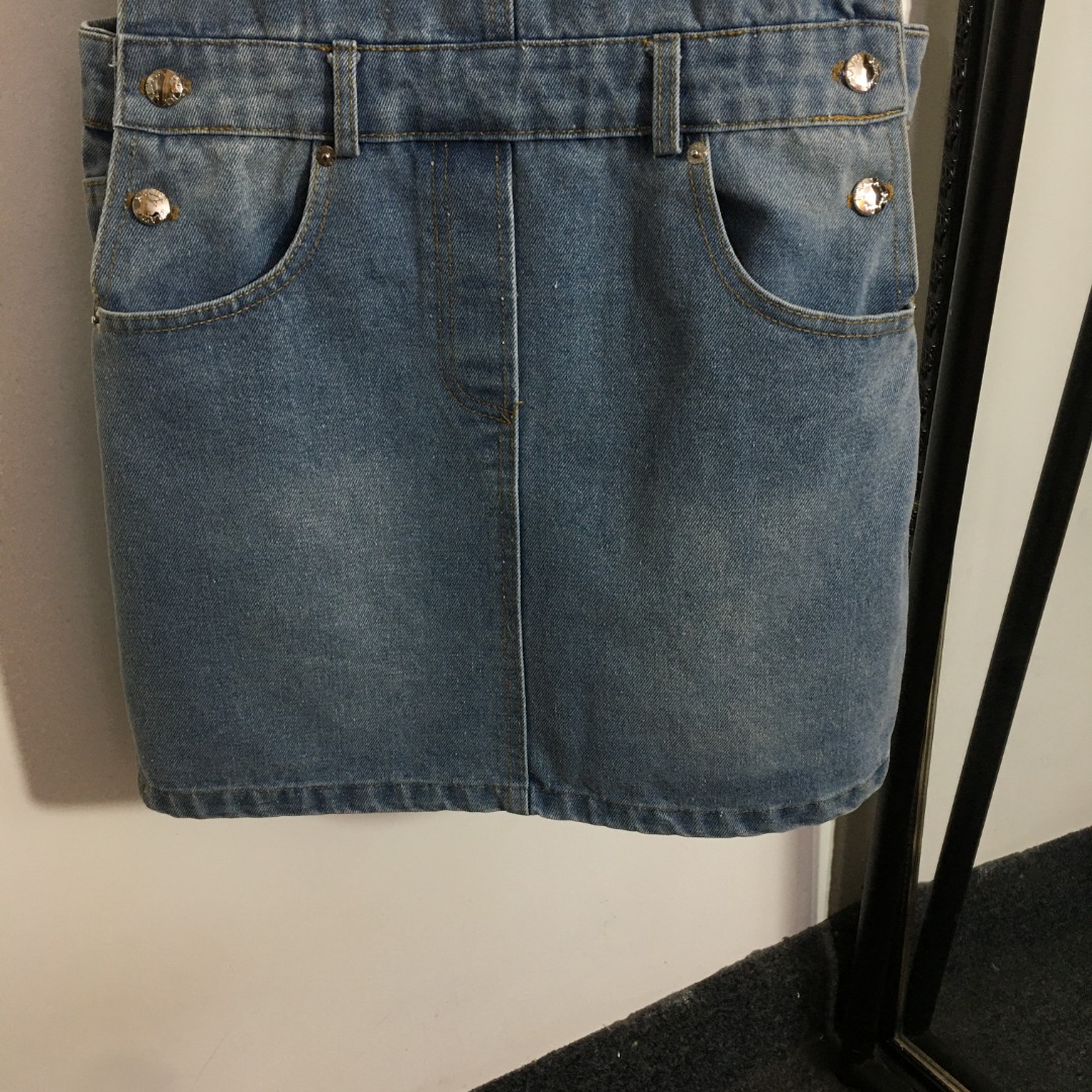 P style Denim Strap Skirt-Luxeon