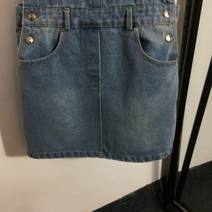 P style Denim Strap Skirt-Luxeon