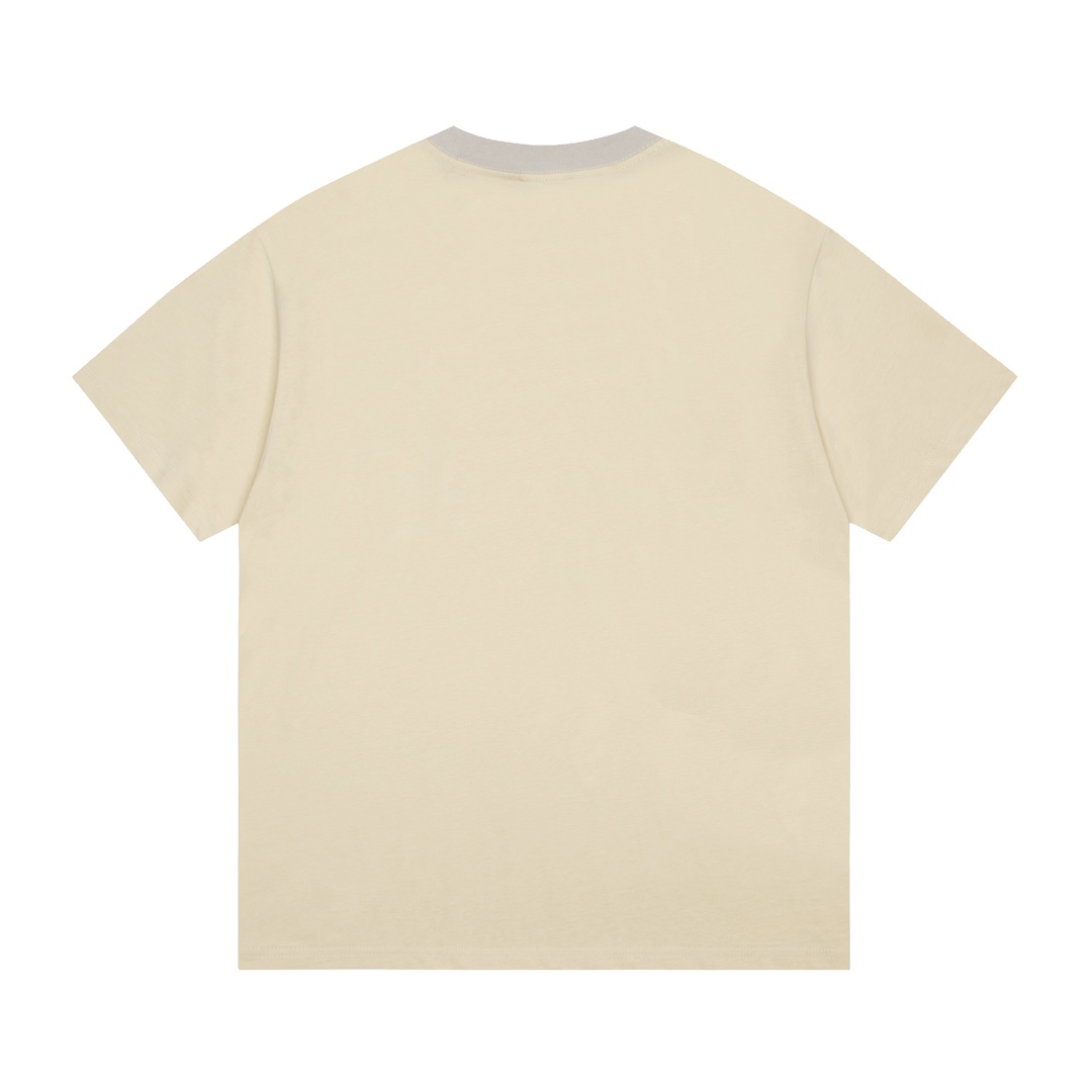 D style letter embroidery color blocking short sleeves-Luxeon