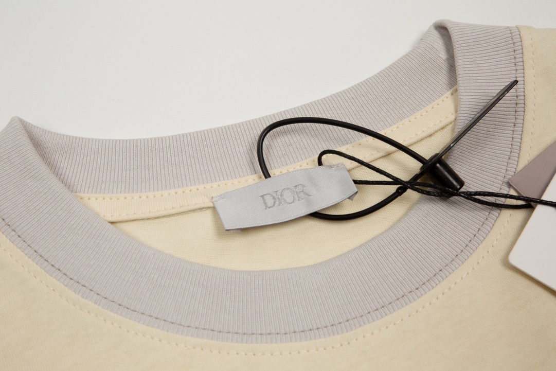 D style letter embroidery color blocking short sleeves-Luxeon