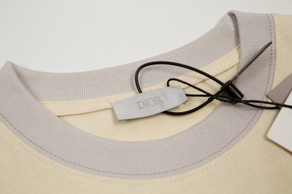 D style letter embroidery color blocking short sleeves-Luxeon