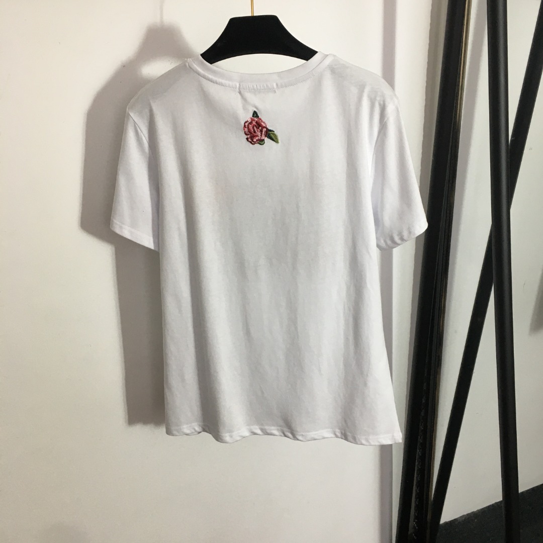 D&G Embroidered Flower T-shirt-Luxeon