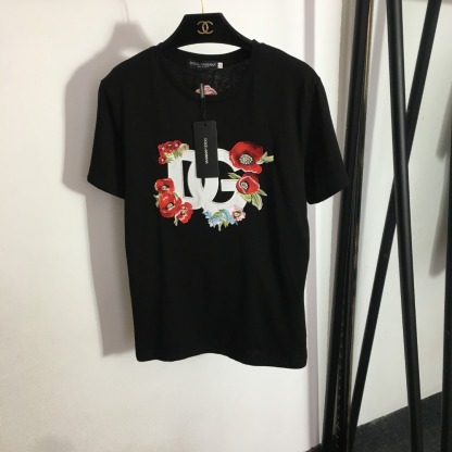 D&G Embroidered Flower T-shirt-Luxeon