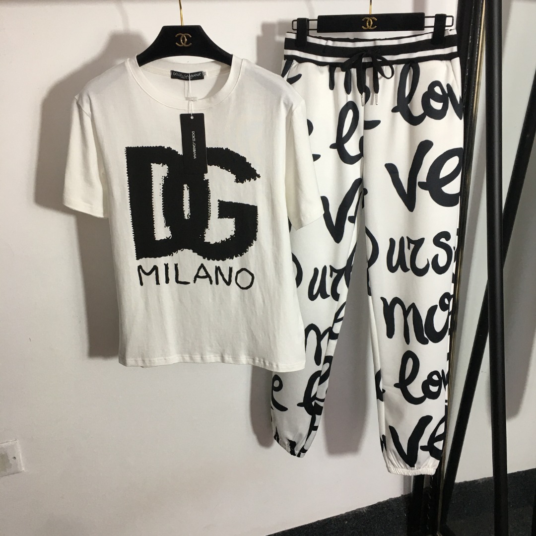 D&G Letter T-shirt+casual pants-Luxeon
