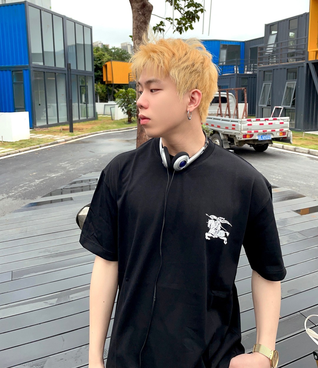 Burberry Oak Leaf Warhorse Short Sleeve Black White-Luxeon