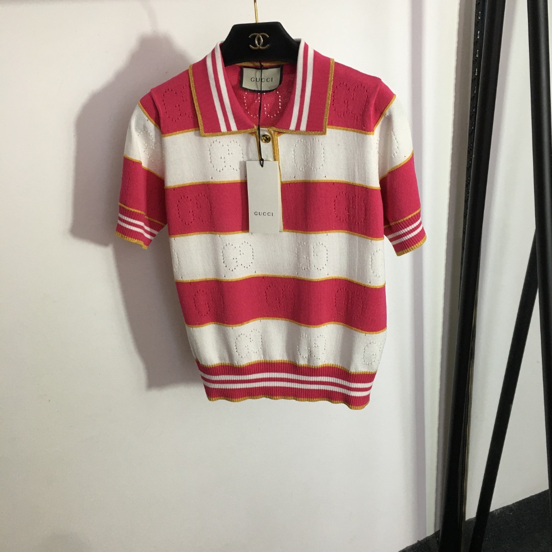 G style Polo Neck Short Sleeve Knit-Luxeon