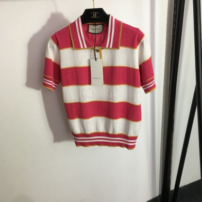 G style Polo Neck Short Sleeve Knit-Luxeon