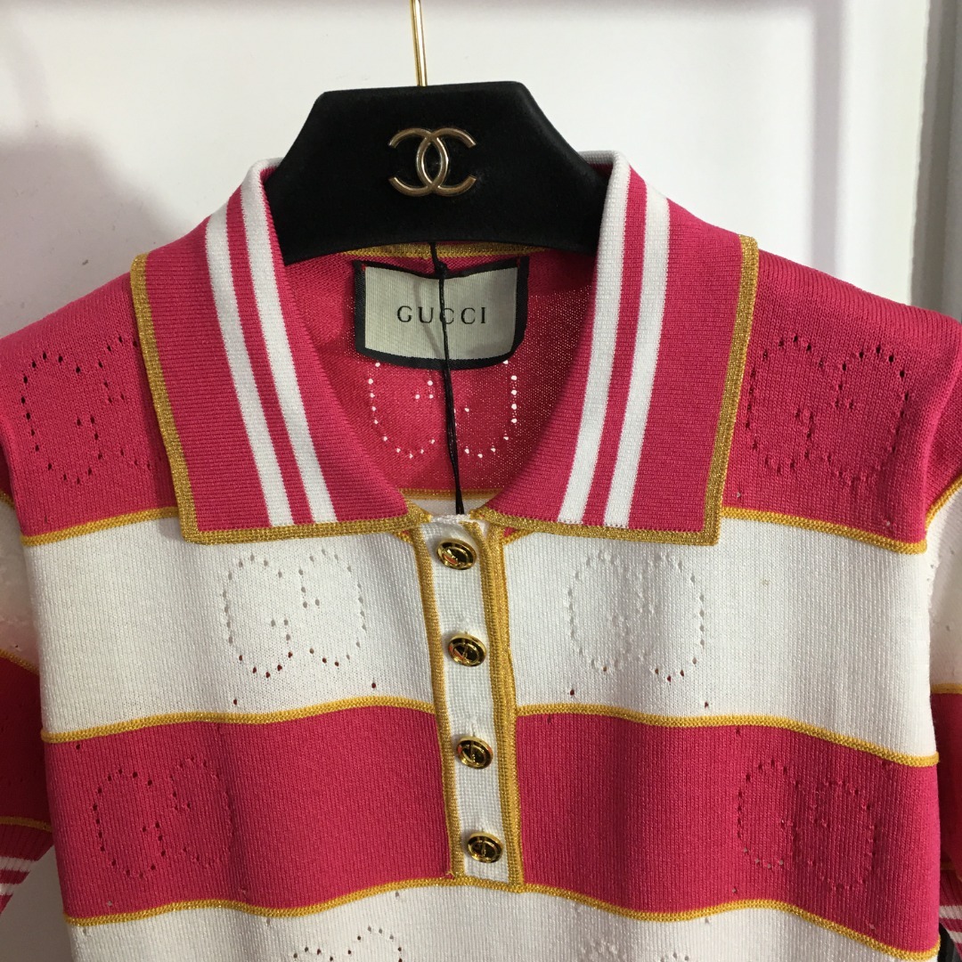 G style Polo Neck Short Sleeve Knit-Luxeon