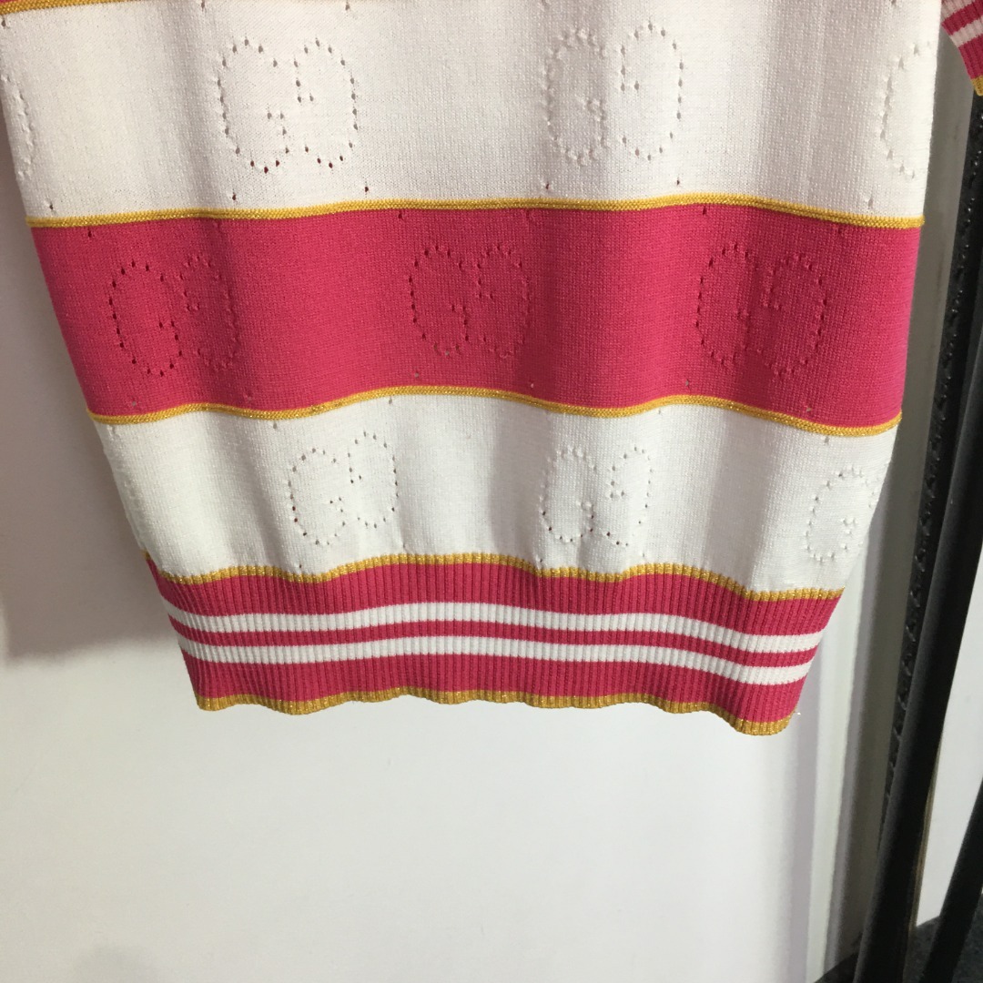 G style Polo Neck Short Sleeve Knit-Luxeon