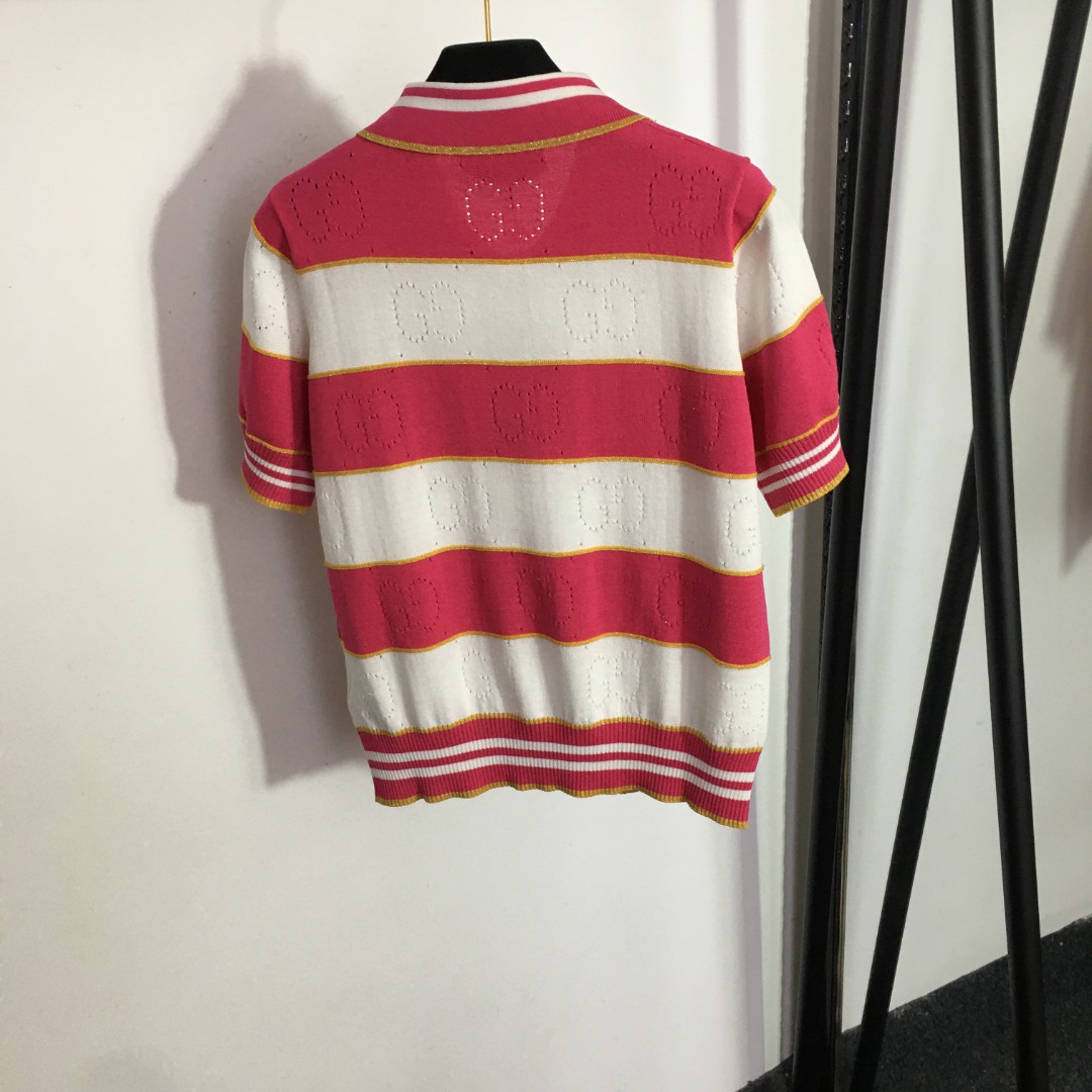 G style Polo Neck Short Sleeve Knit-Luxeon