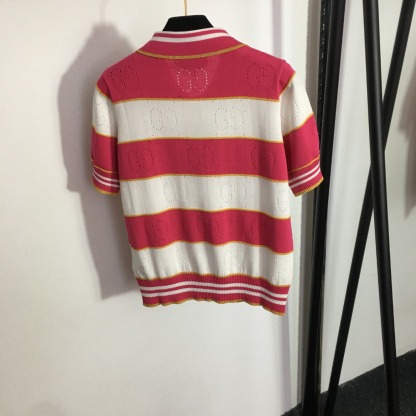 G style Polo Neck Short Sleeve Knit-Luxeon