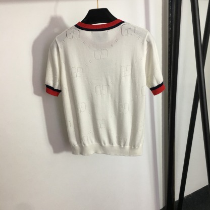 G style Colored Round Neck Short Sleeve Knit-Luxeon