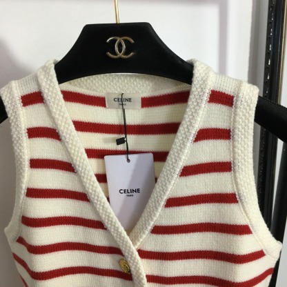 C style contrasting striped wool knitted vest-Luxeon