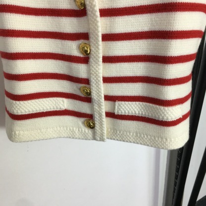 C style contrasting striped wool knitted vest-Luxeon