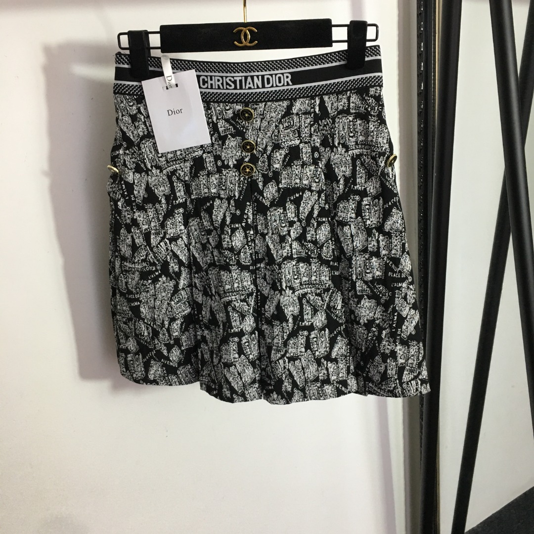 D style Fashion Printed Ribbon High Waist Short Skirt-Luxeon