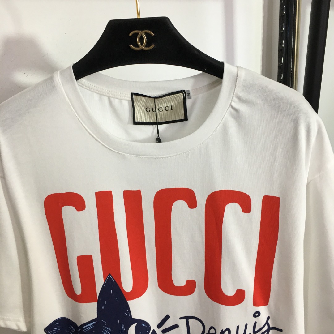 G style Cat Letter Print Loose Short Sleeve T-shirt-Luxeon