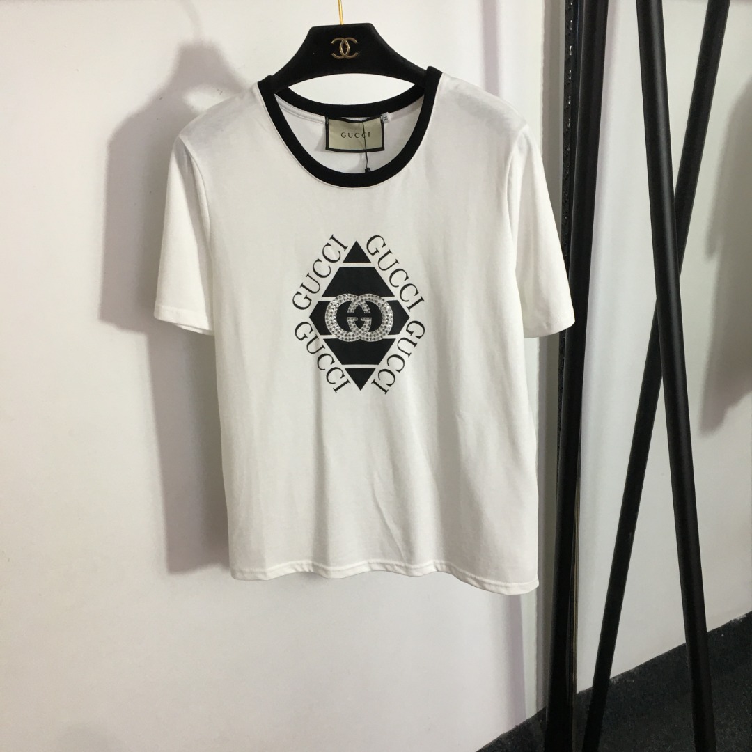 G style Letter Printed Cotton Short Sleeve T-shirt-Luxeon