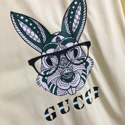 G style Glasses Bunny Print Cotton Short Sleeve T-shirt-Luxeon