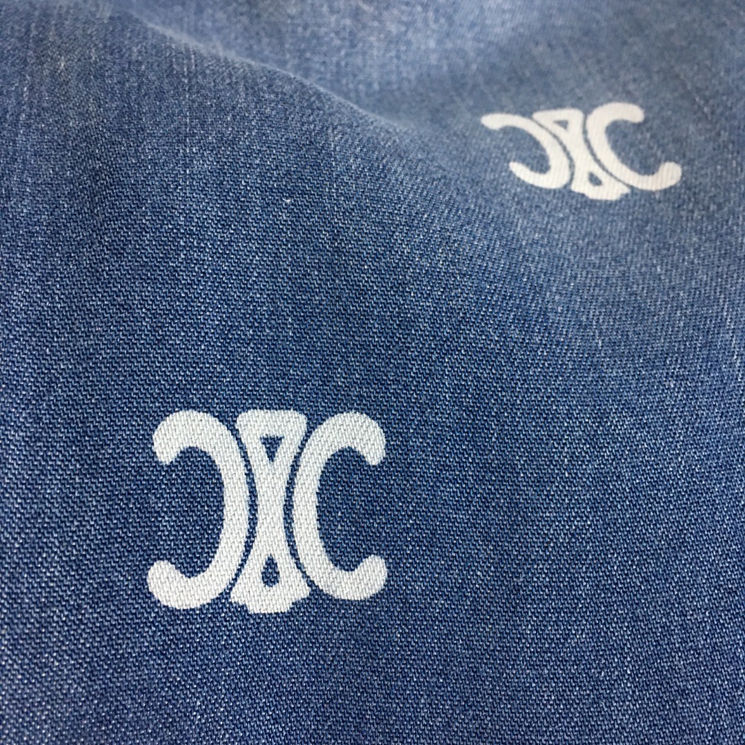 C style printed straight leg denim pants-Luxeon