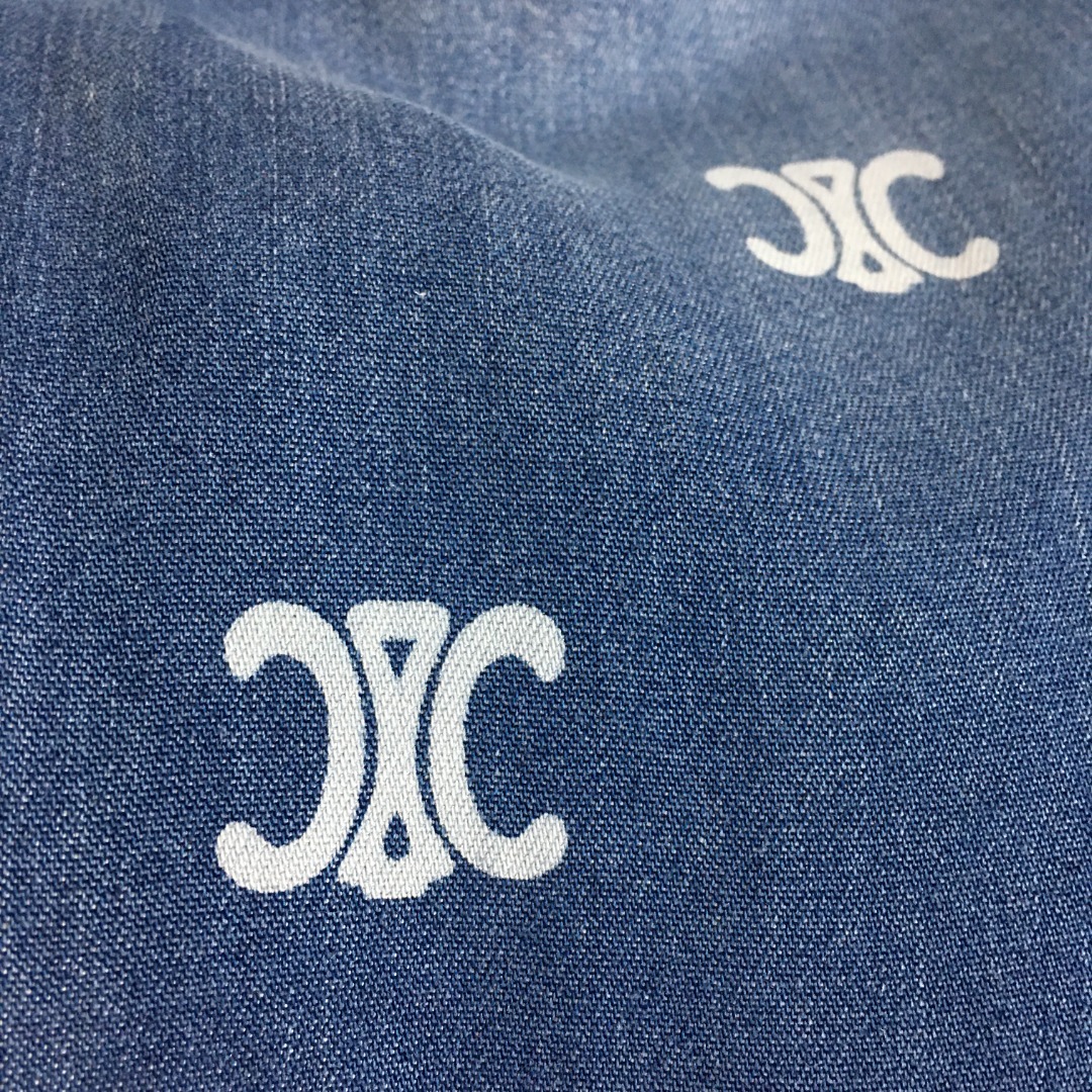 C style printed straight leg denim pants-Luxeon