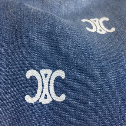 C style printed straight leg denim pants-Luxeon