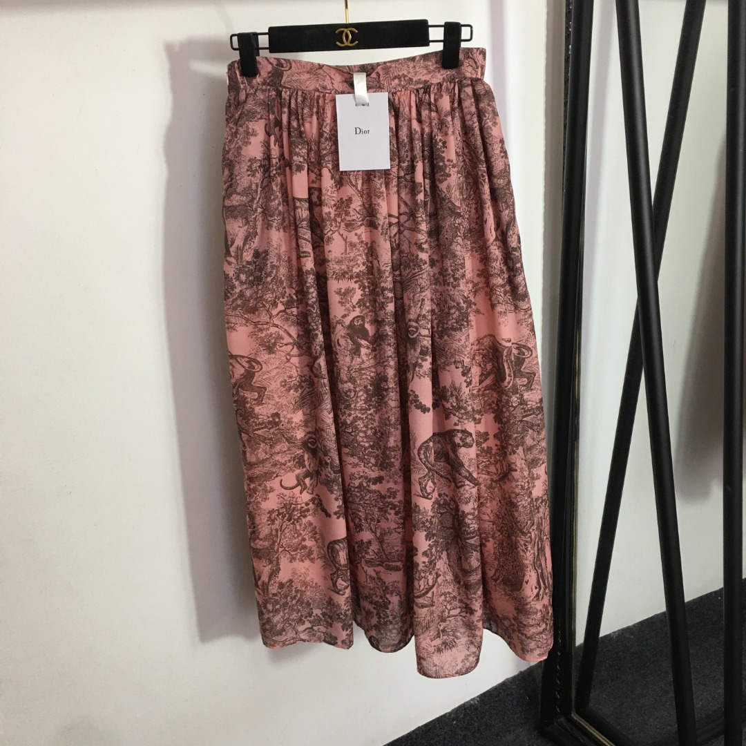 D style Forest Animal Print Pleated Cotton Half Skirt-Luxeon