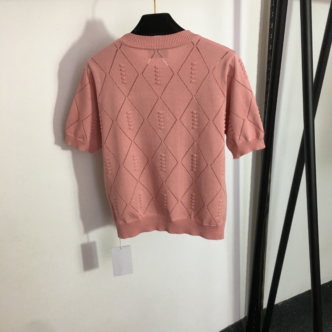 C style embroidered short sleeved knit shirt-Luxeon