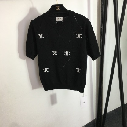 C style embroidered short sleeved knit shirt-Luxeon