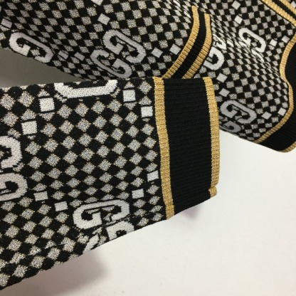 G style plaid long sleeved knitted cardigan-Luxeon