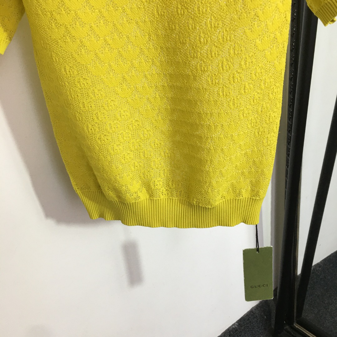 G style&Adidas Letter Hollow out Round Neck Short Sleeve Knit-Luxeon