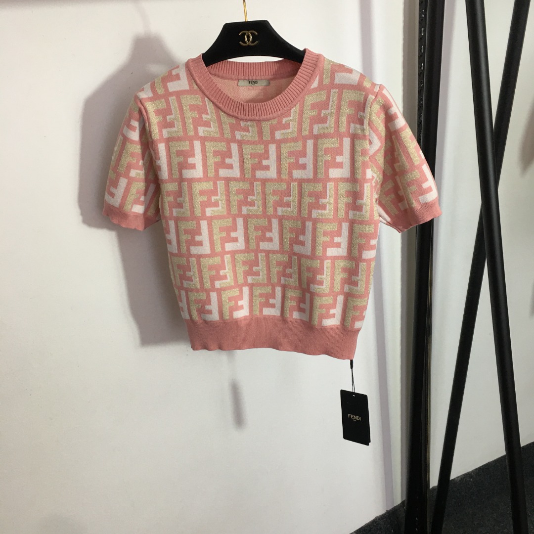 F style F Letter Short Sleeve Knit-Luxeon