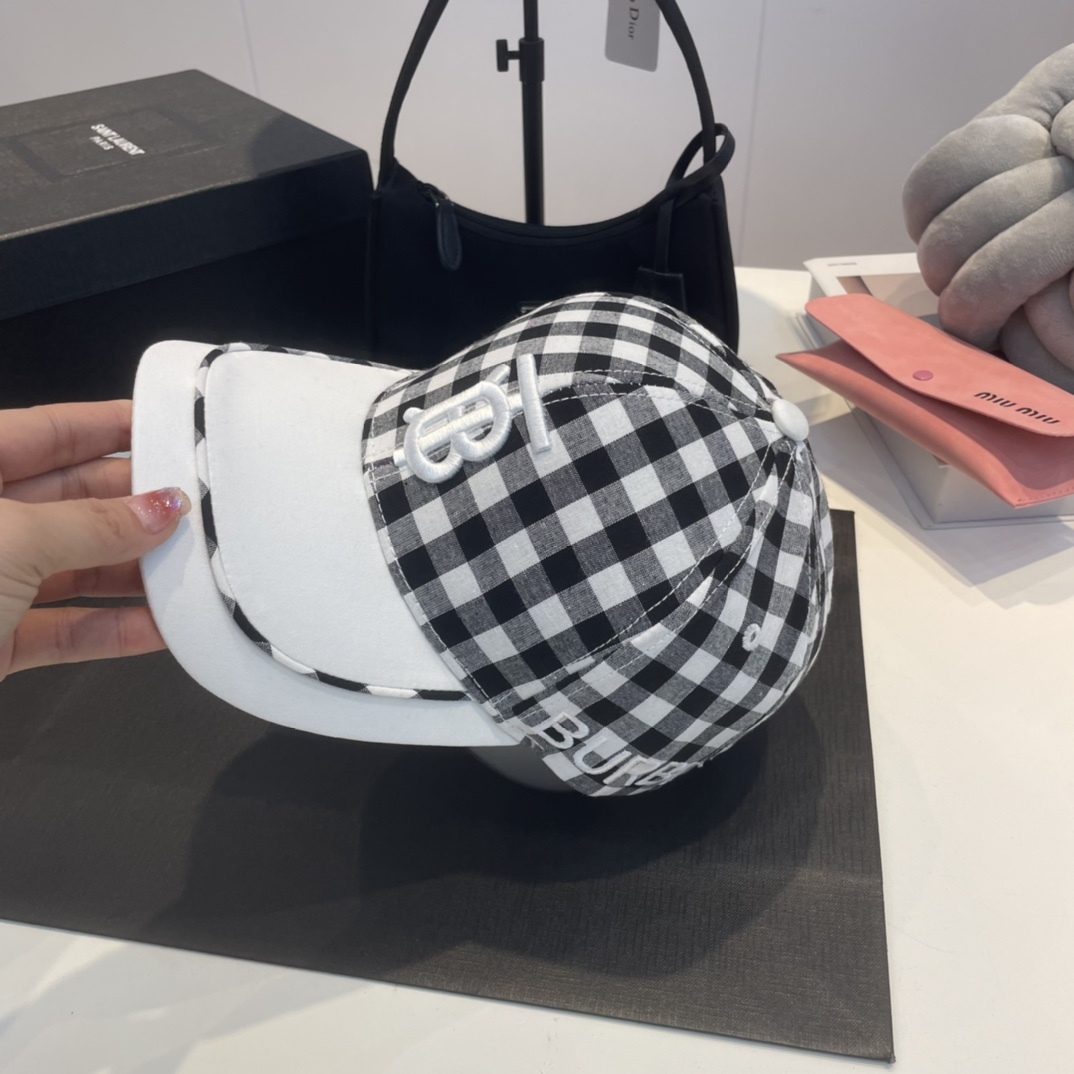 Burberry fashion plaid baseball hats-Luxeon