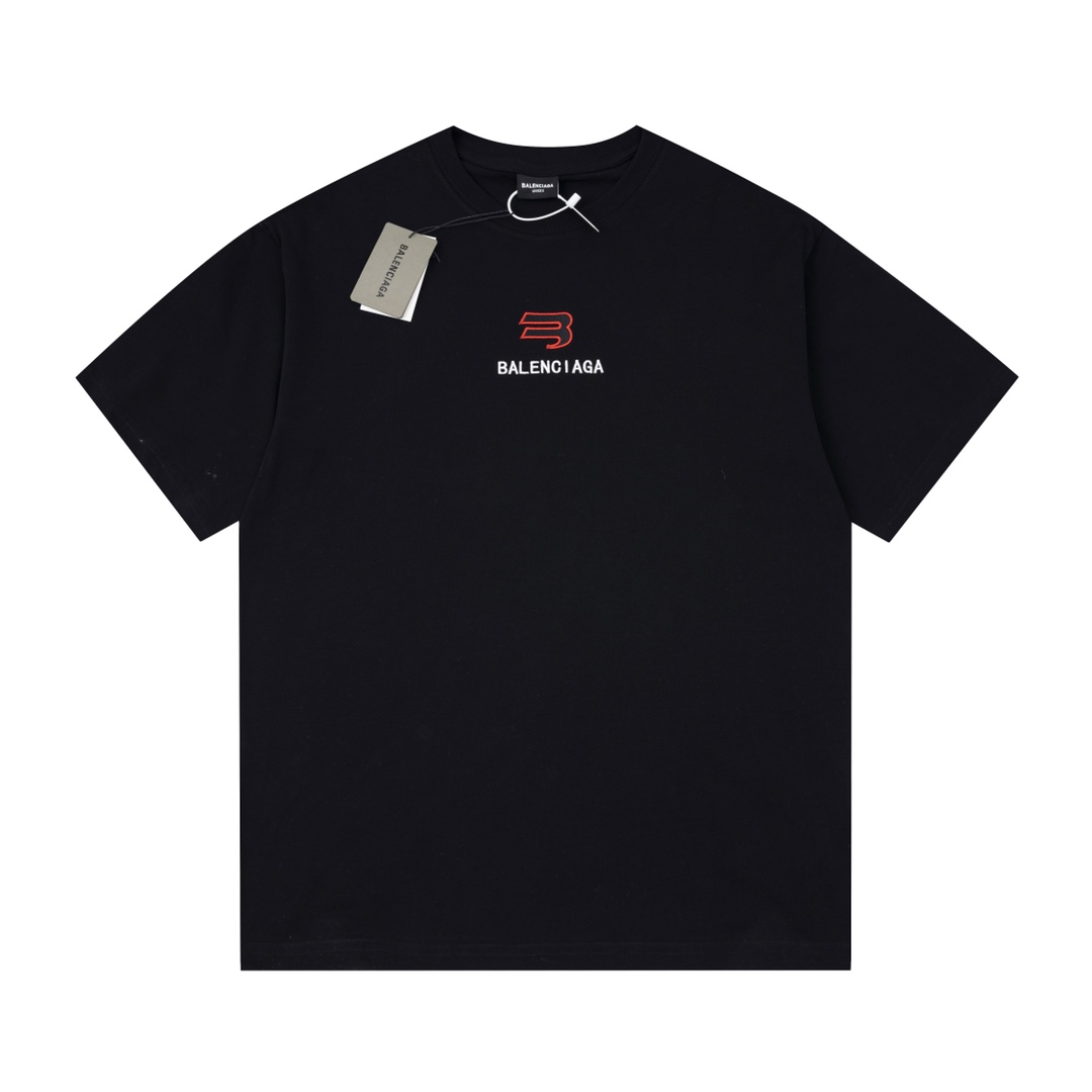 B style Embroidery Logo Unisex T-shirt Black/White-Luxeon