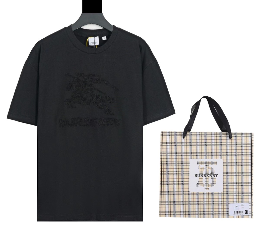 Burberry Equestrian Knight Embroidered Cotton Short Sleeve T-shirt-Luxeon