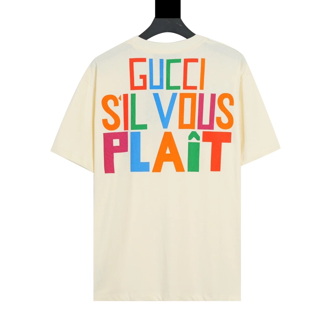 G style Colorful Letter Printing Short Sleeve T-shirt-Luxeon