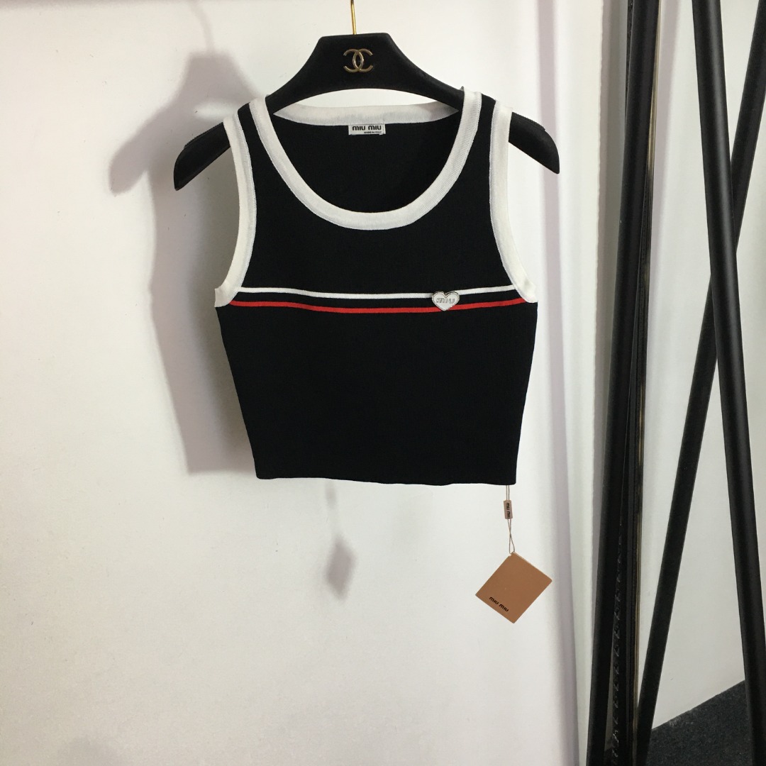 Miumiu Love Slim Fit Knitted Tank Top-Luxeon
