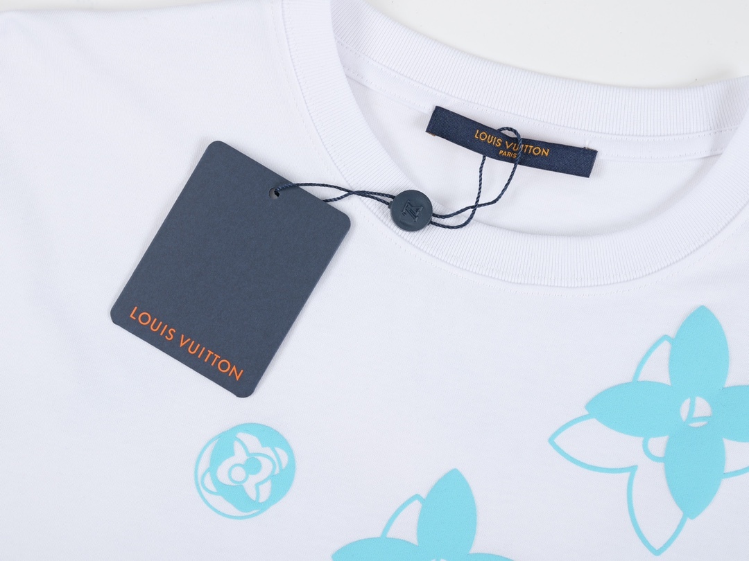 . Spring/Summer Monogram Flower Short Sleeve T-shirt-Luxeon