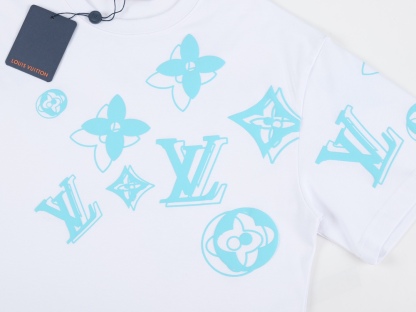 . Spring/Summer Monogram Flower Short Sleeve T-shirt-Luxeon