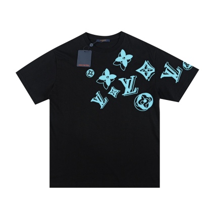 . Spring/Summer Monogram Flower Short Sleeve T-shirt-Luxeon
