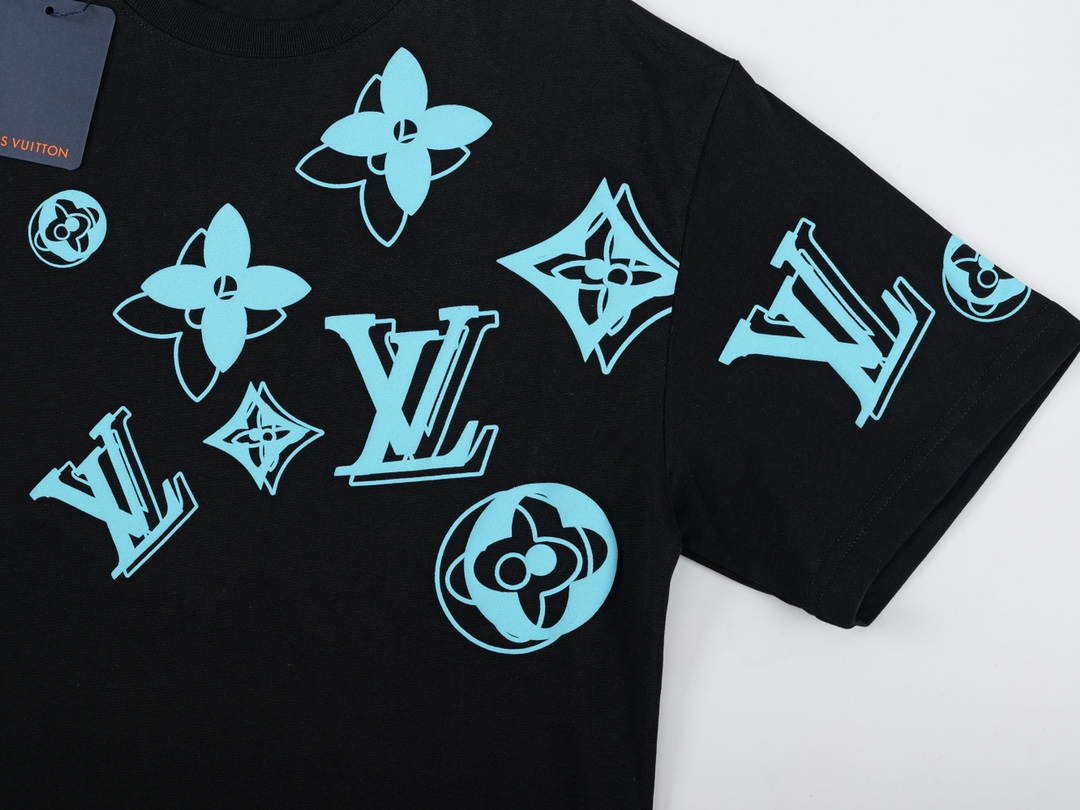 . Spring/Summer Monogram Flower Short Sleeve T-shirt-Luxeon