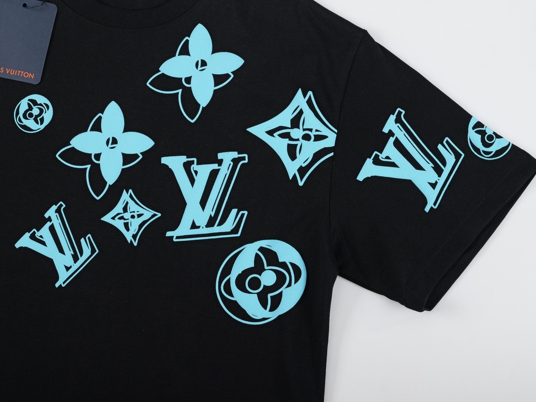 . Spring/Summer Monogram Flower Short Sleeve T-shirt-Luxeon