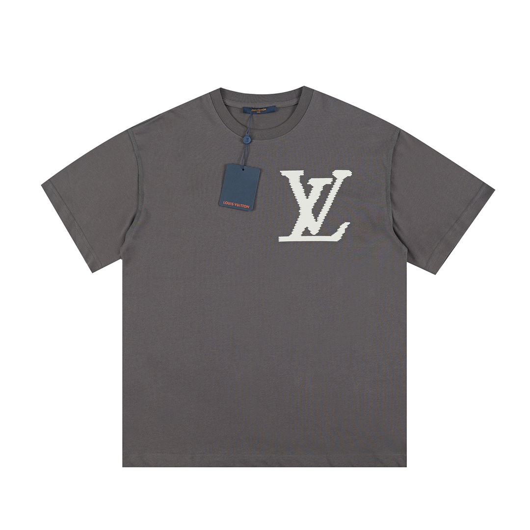 . Large Letter Logo Couple Short Sleeve T-shirt-Luxeon
