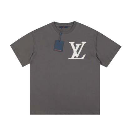 . Large Letter Logo Couple Short Sleeve T-shirt-Luxeon
