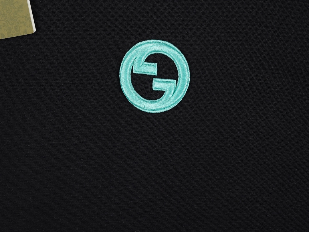 G style Blue Double G Embroidered Unisex Short Sleeve T-shirt-Luxeon