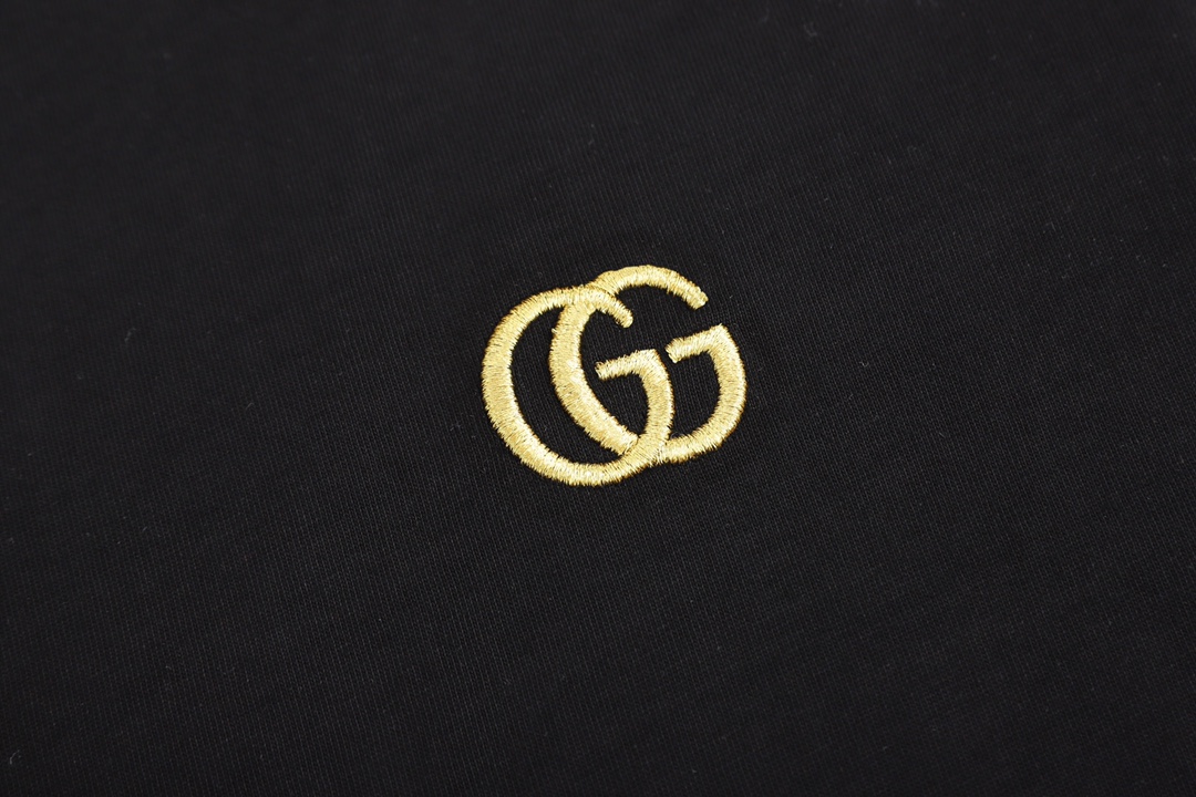 G style Classic Gold Thread Embroidered Jacquard Short Sleeve T-shirt-Luxeon