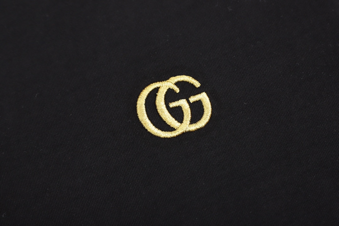 G style Classic Gold Thread Embroidered Jacquard Short Sleeve T-shirt-Luxeon