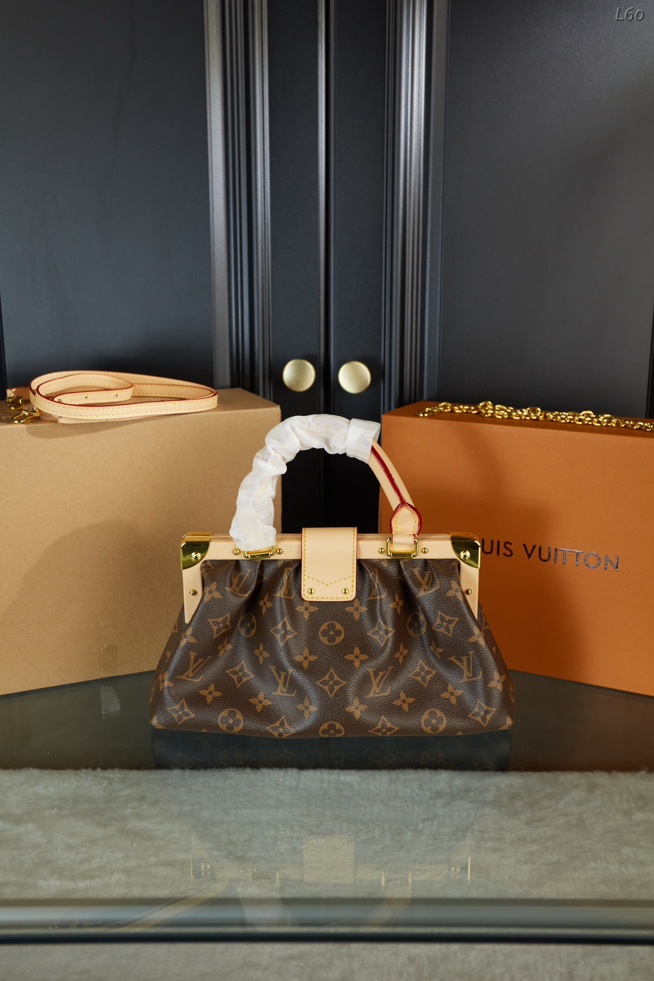 L style Clutch old flower cloud bag