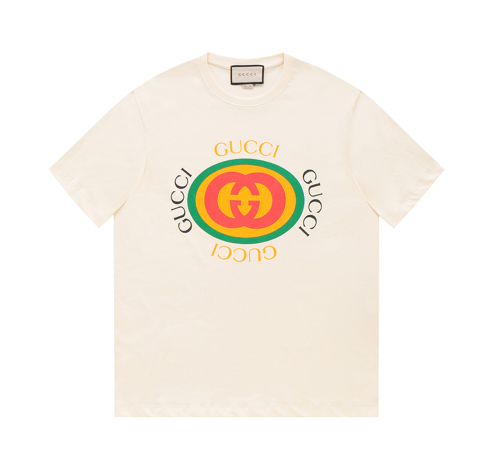 G Style circle logo print round neck short sleeve T-shirt