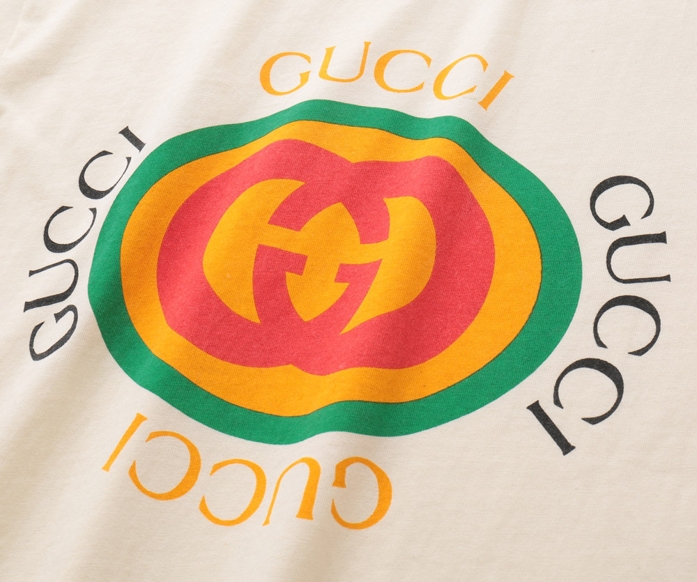 G Style circle logo print round neck short sleeve T-shirt